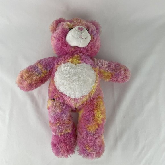 Build A Bear Endless Hugs Teddy Bear 17" Plush Heart Nose Pink Tie Dye Retired - Picture 3 of 7